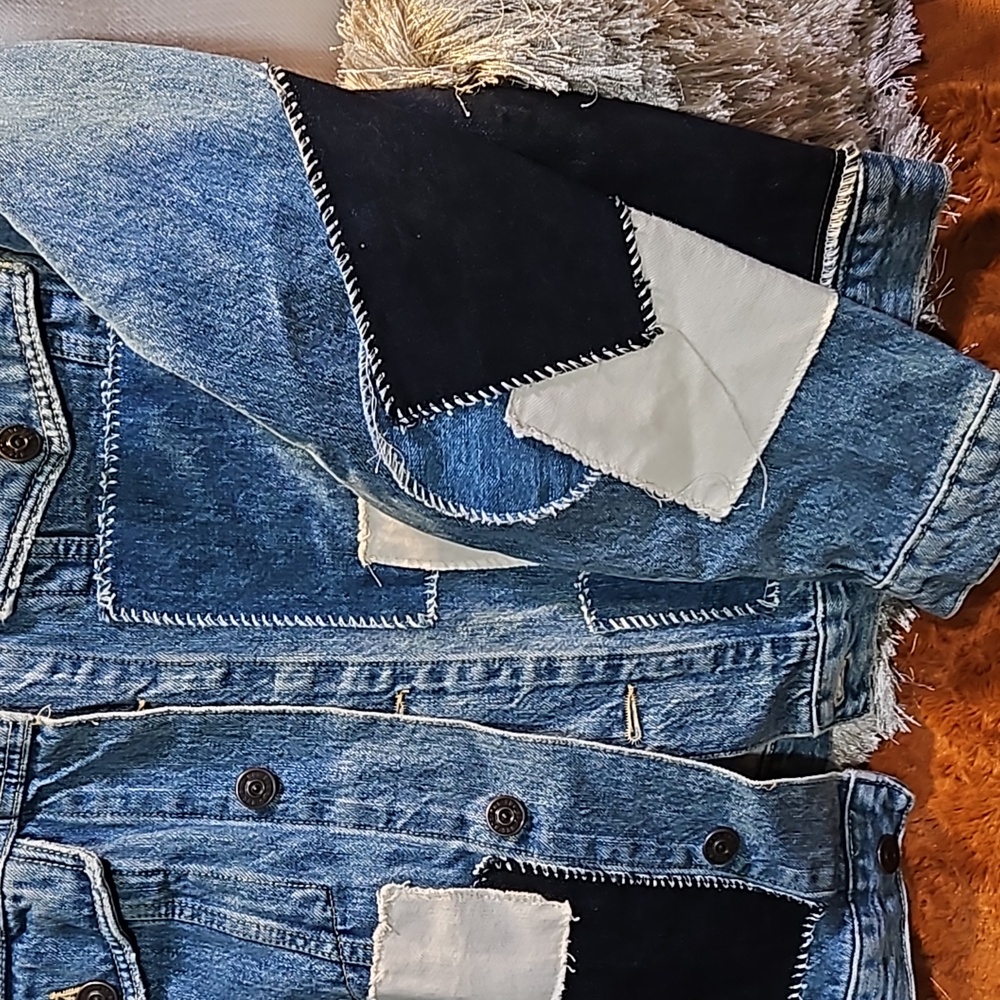 Bdg Patchwork Oversized Denim Jacket Sz Small Lik… - image 8